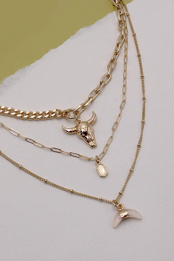 BULL HORN MULTI LAYER NECKLACE