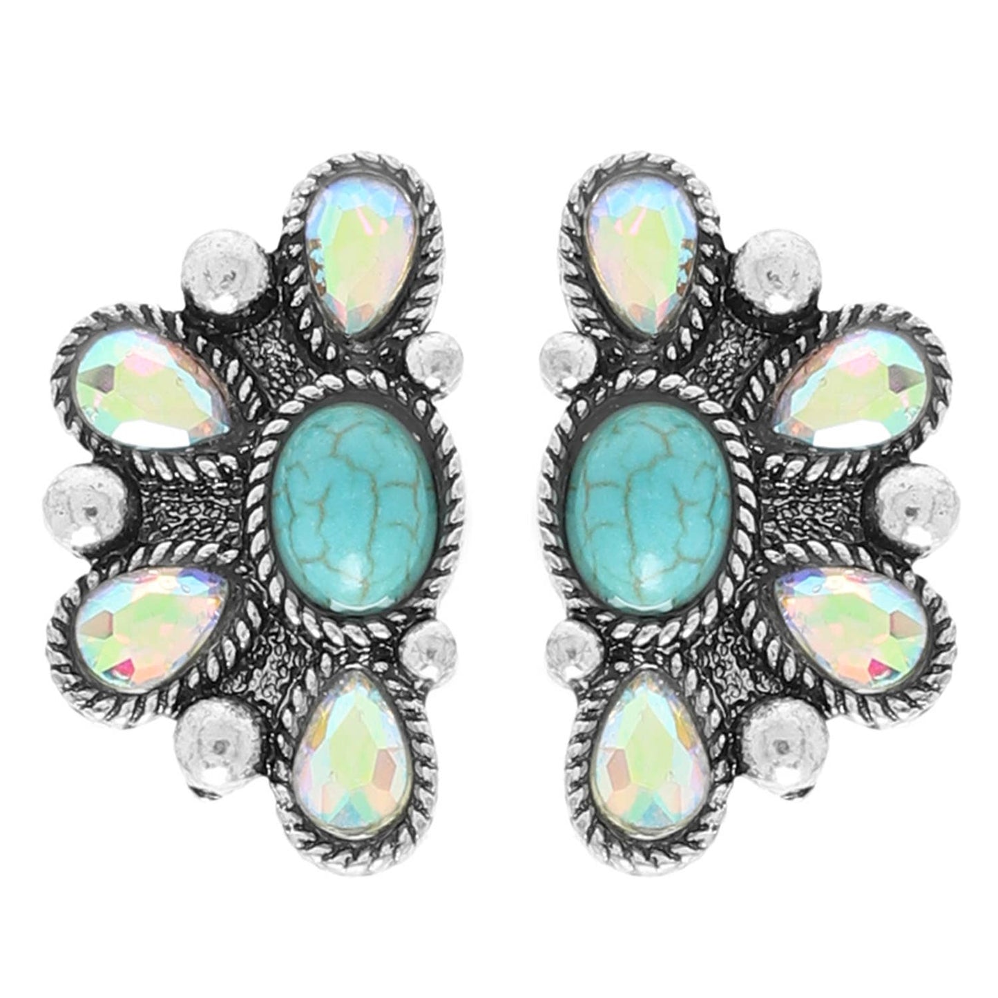 Western Semi Precious Stone Post Earrings