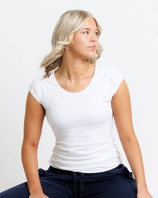 Essential Basic Layering Short Sleeve Scoop Neck Tee