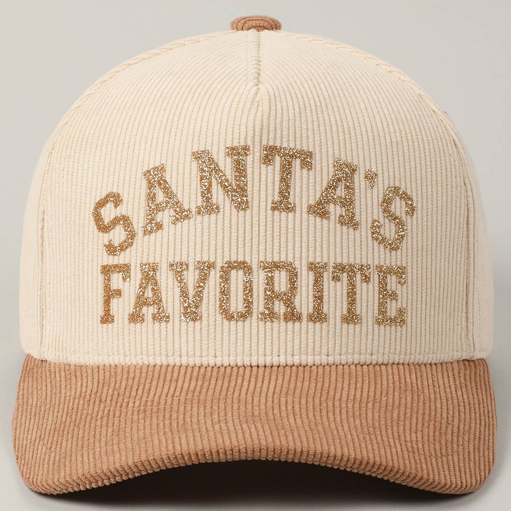 Santa's Favorite Glitter  Corduroy Hat