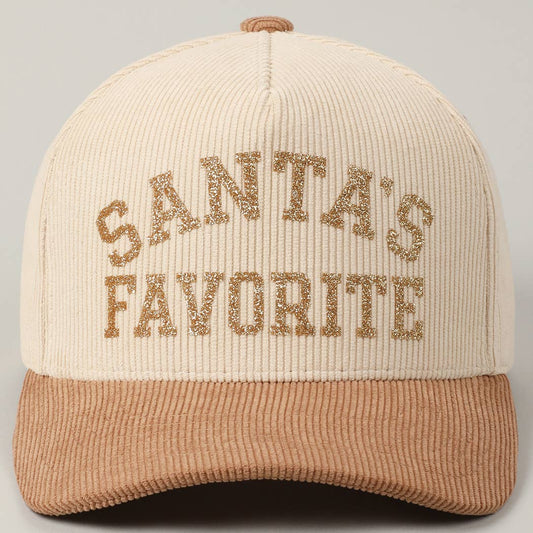 Santa's Favorite Glitter  Corduroy Hat