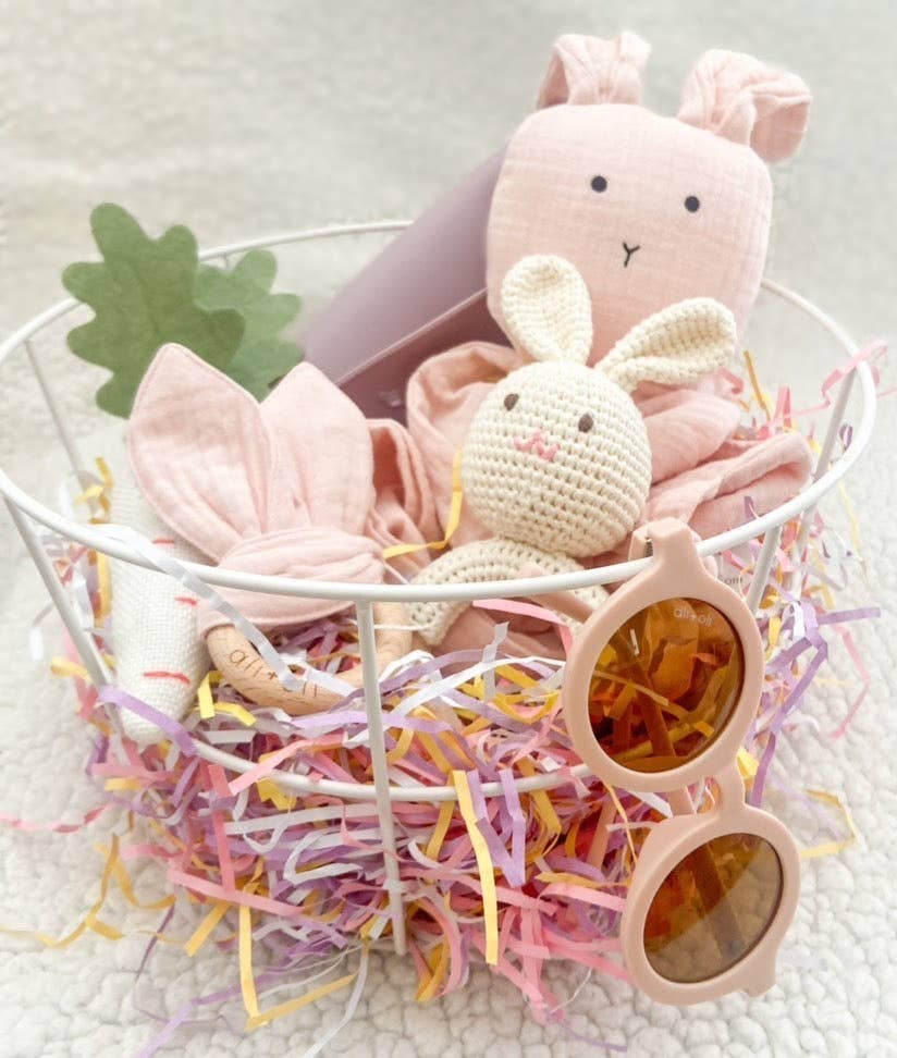 Baby Teething Toy Rattle Wood Ring Crochet bunny