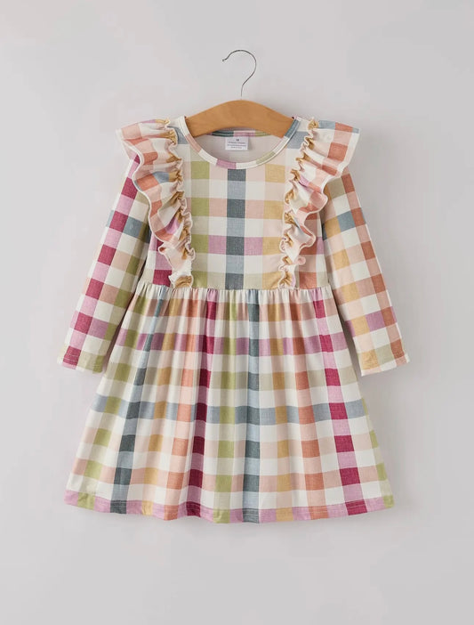 Fall Plaid Long Sleeve Dress