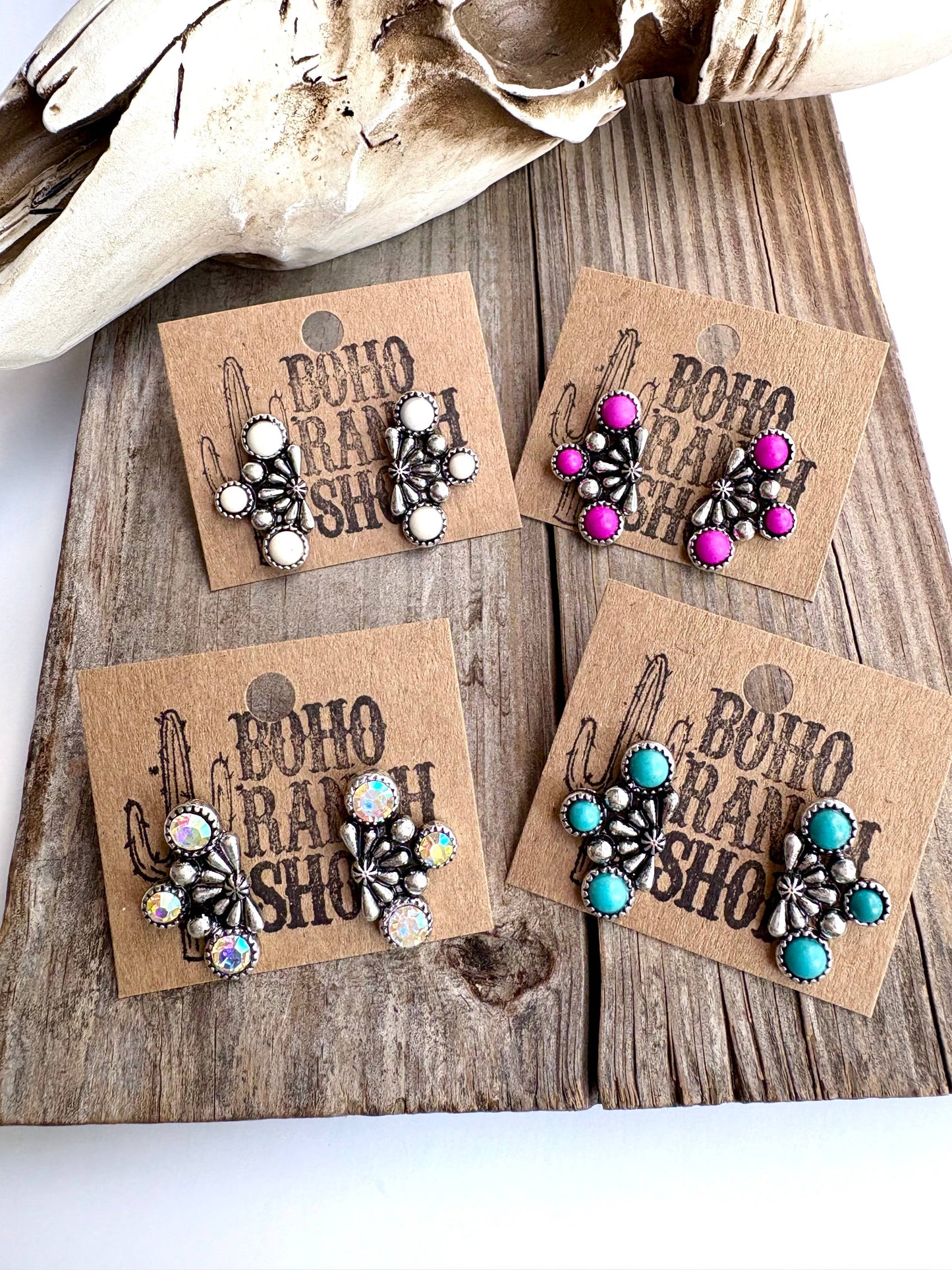 Western Stone Stud Earrings