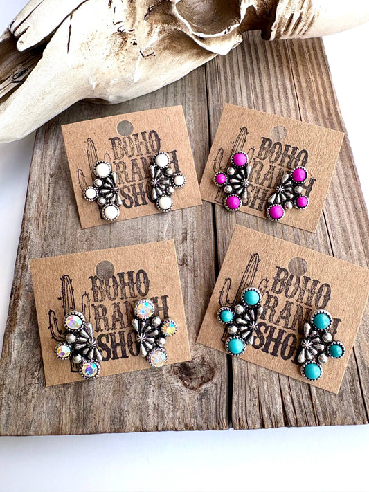 Western Stone Stud Earrings