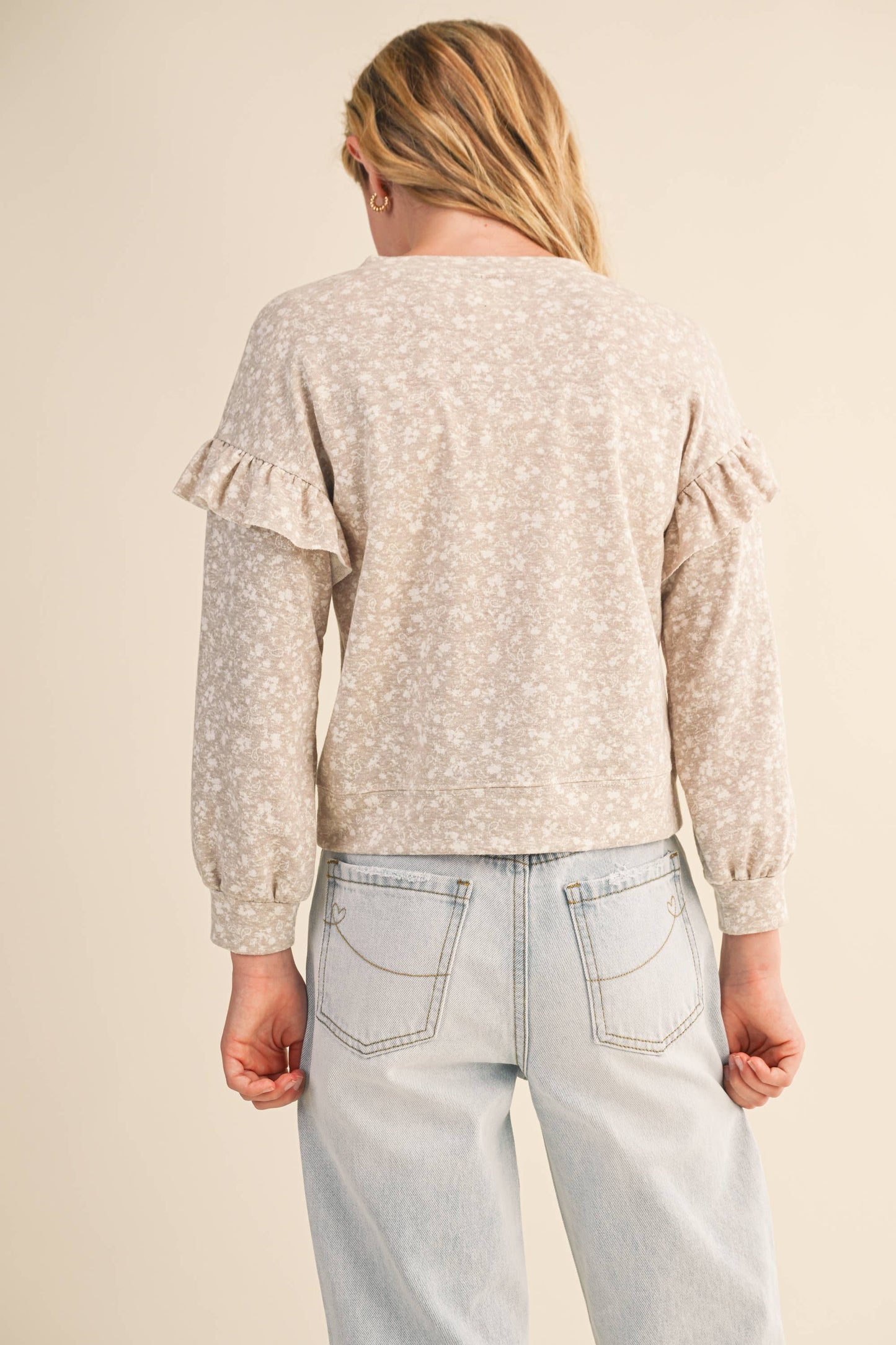 KIDS LITTLE GIRLS RUFFLE PRINT SWEATSHIRT