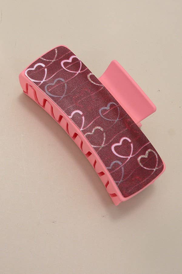 VALENTINE'S GIFT RECTANGLE HEART HAIR CLAW CLIPS