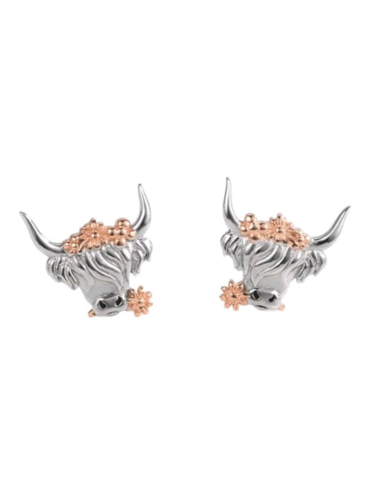 Highland Western Lovers Dainty Stud Earrings