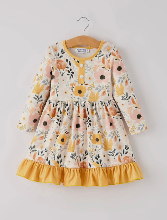 Girl’s Long Sleeve Floral Dress