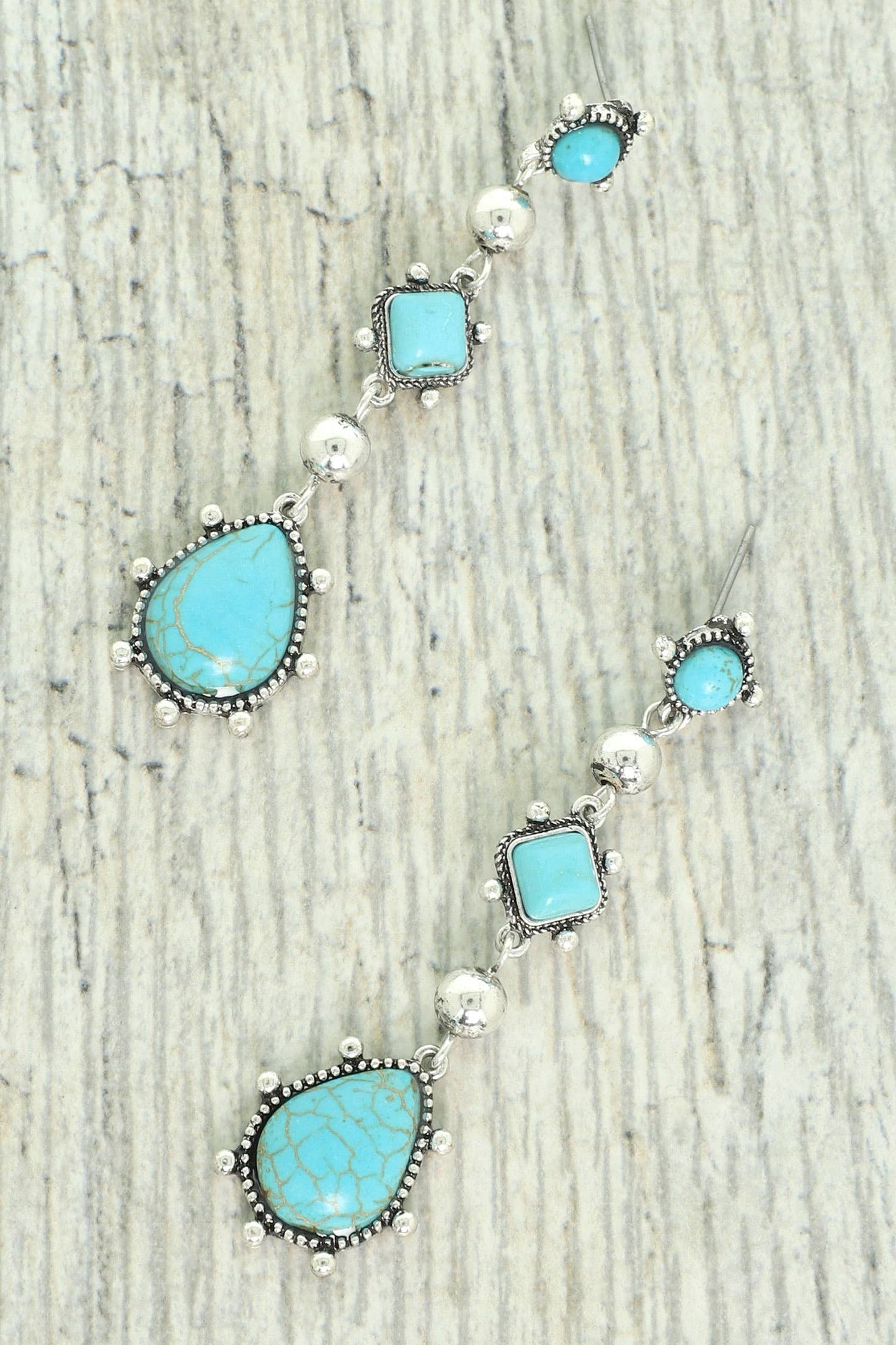 Western Inspired Teardrop Turquoise Post Earrings