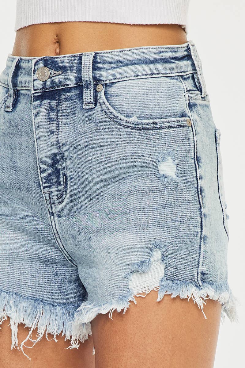 Kancan High Rise Frayed Hem Shorts