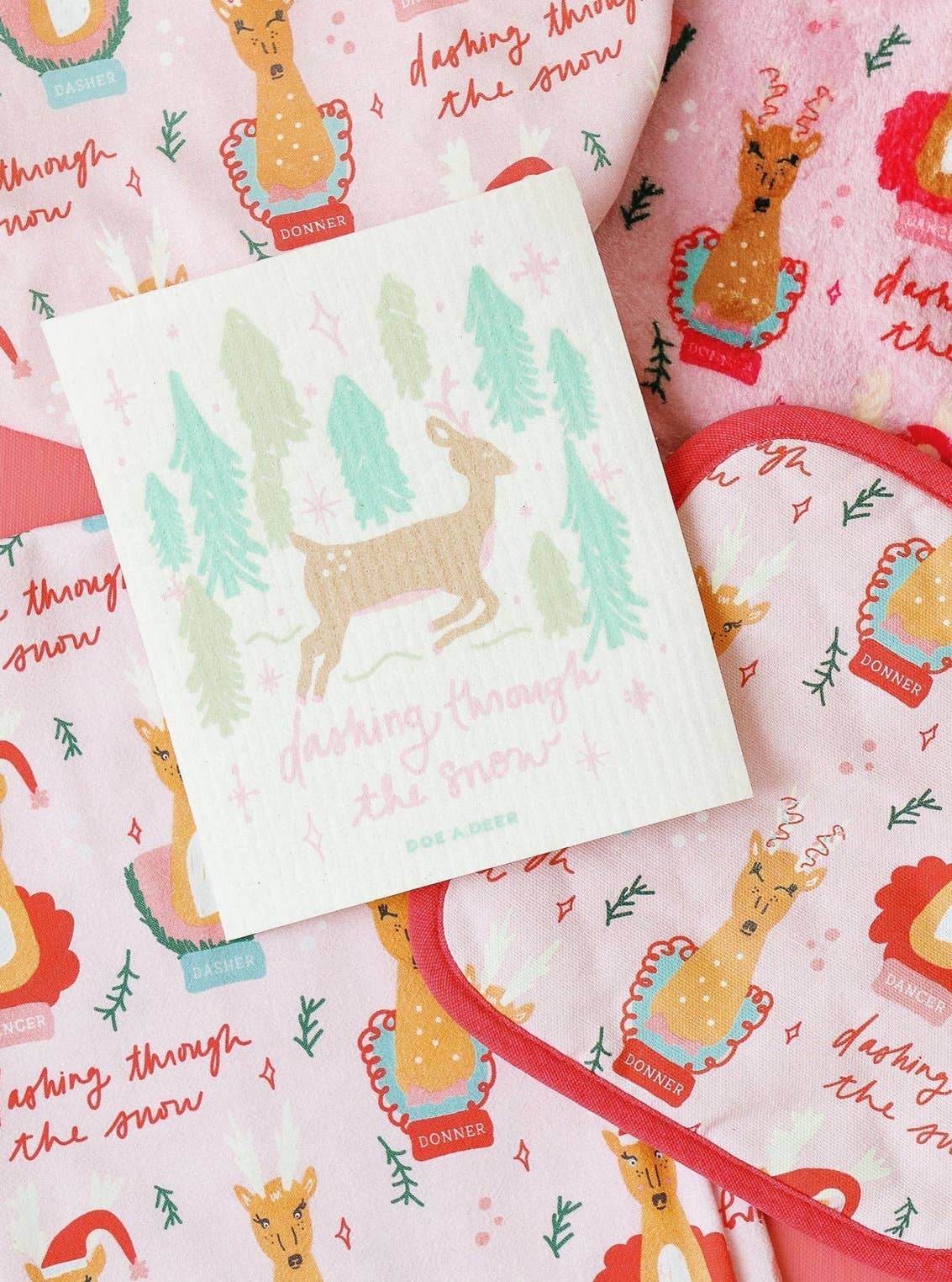 Dashing Through The Snow Swedish Dishcloth