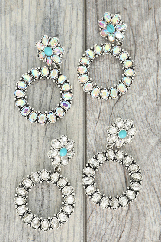Western Open Circle Turquoise Gemstone Earrings
