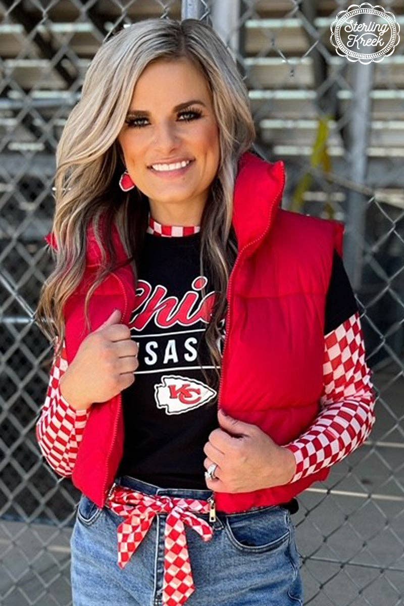 Red Checkered Mesh Top