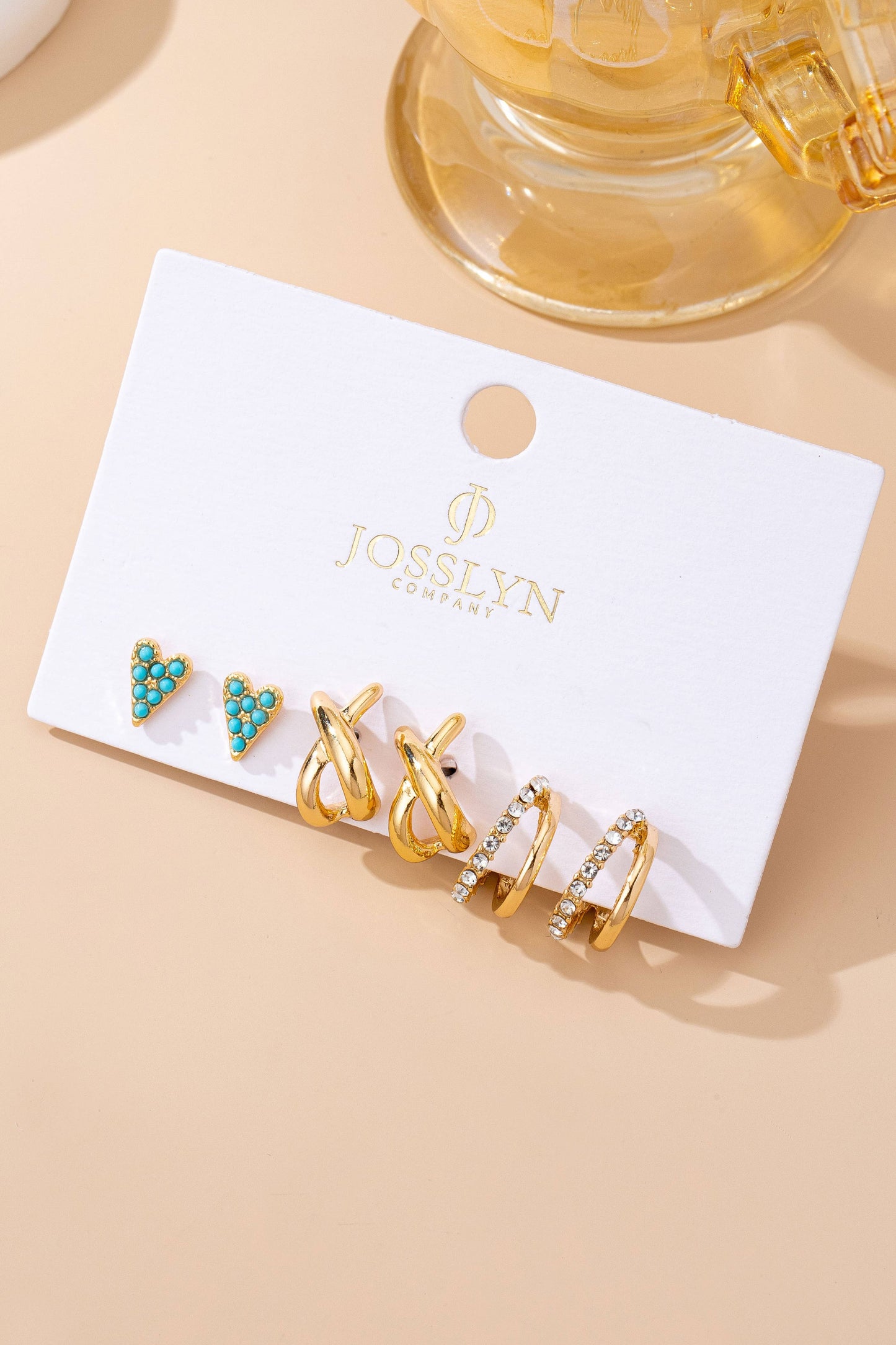 Turquoise & Crystal  Earring Set
