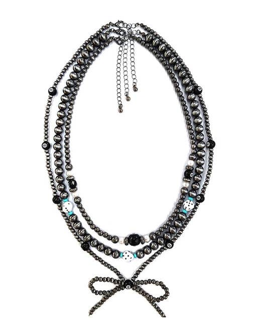 Western 3Layered Navajo Pearl Multi Theme Necklace