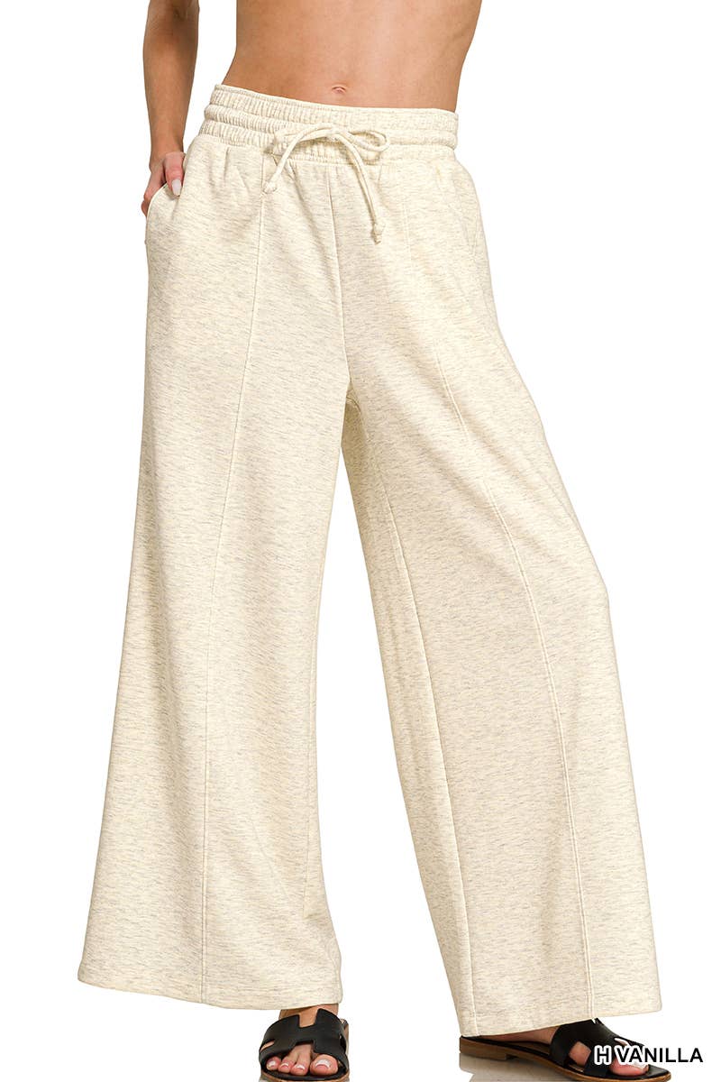 Scuba Drawstring Wide Leg Pants w/ Pockets