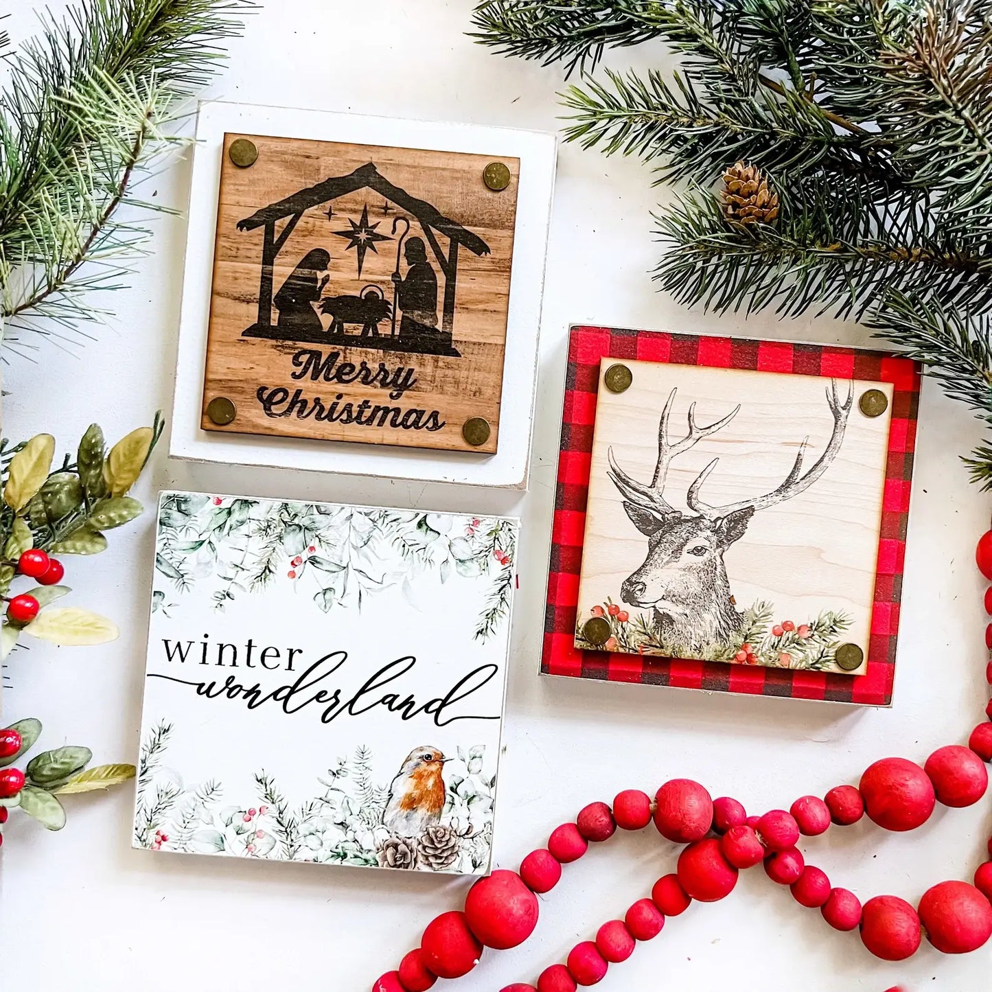 Christmas Mini Block Tiered Tray Signs