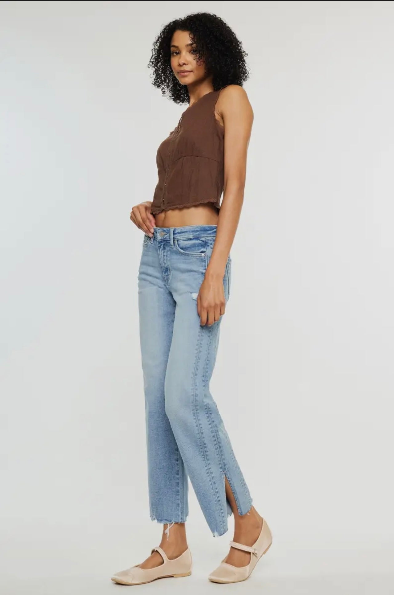 Kancan Mid Rise Straight Leg Jeans