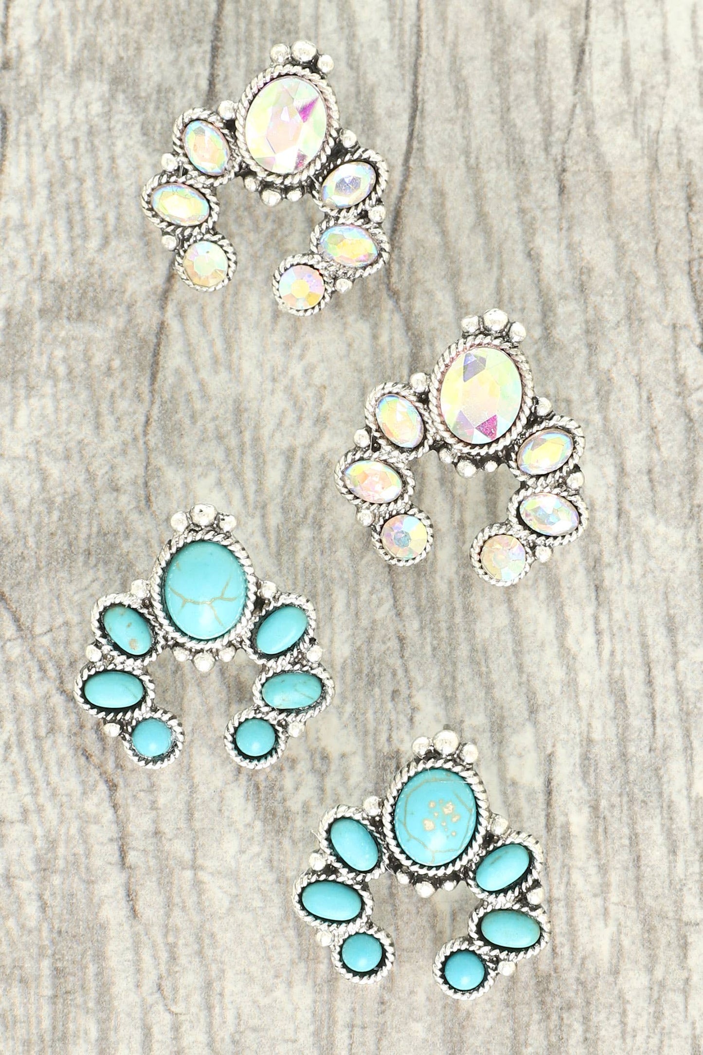Western Jeweled Squash Blossom Earrings