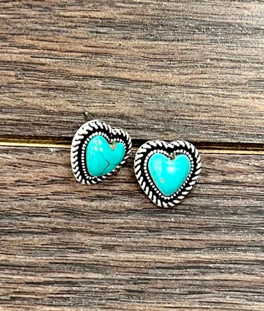 Heart Turquoise Stud Earrings