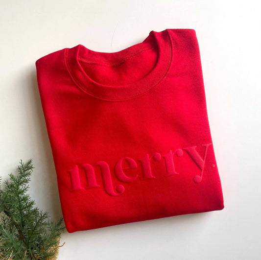 Retro Embossed Merry Sweatshirt