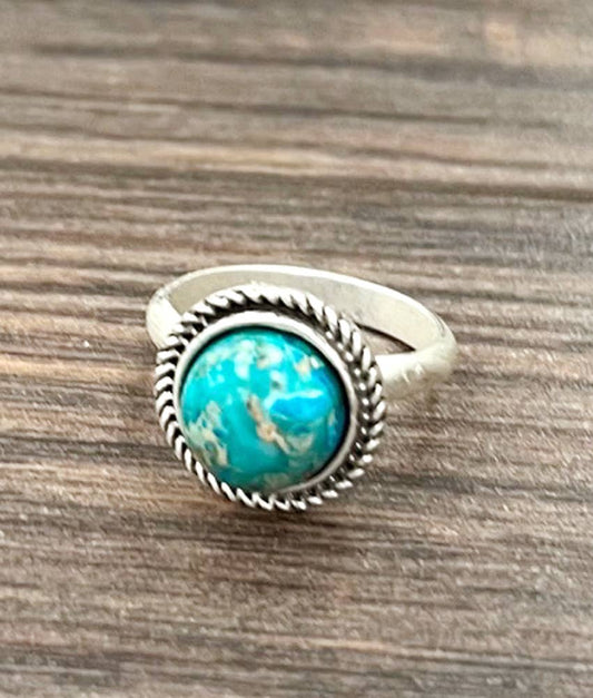 10mm Round Gemstone, Brass Adjustable Ring