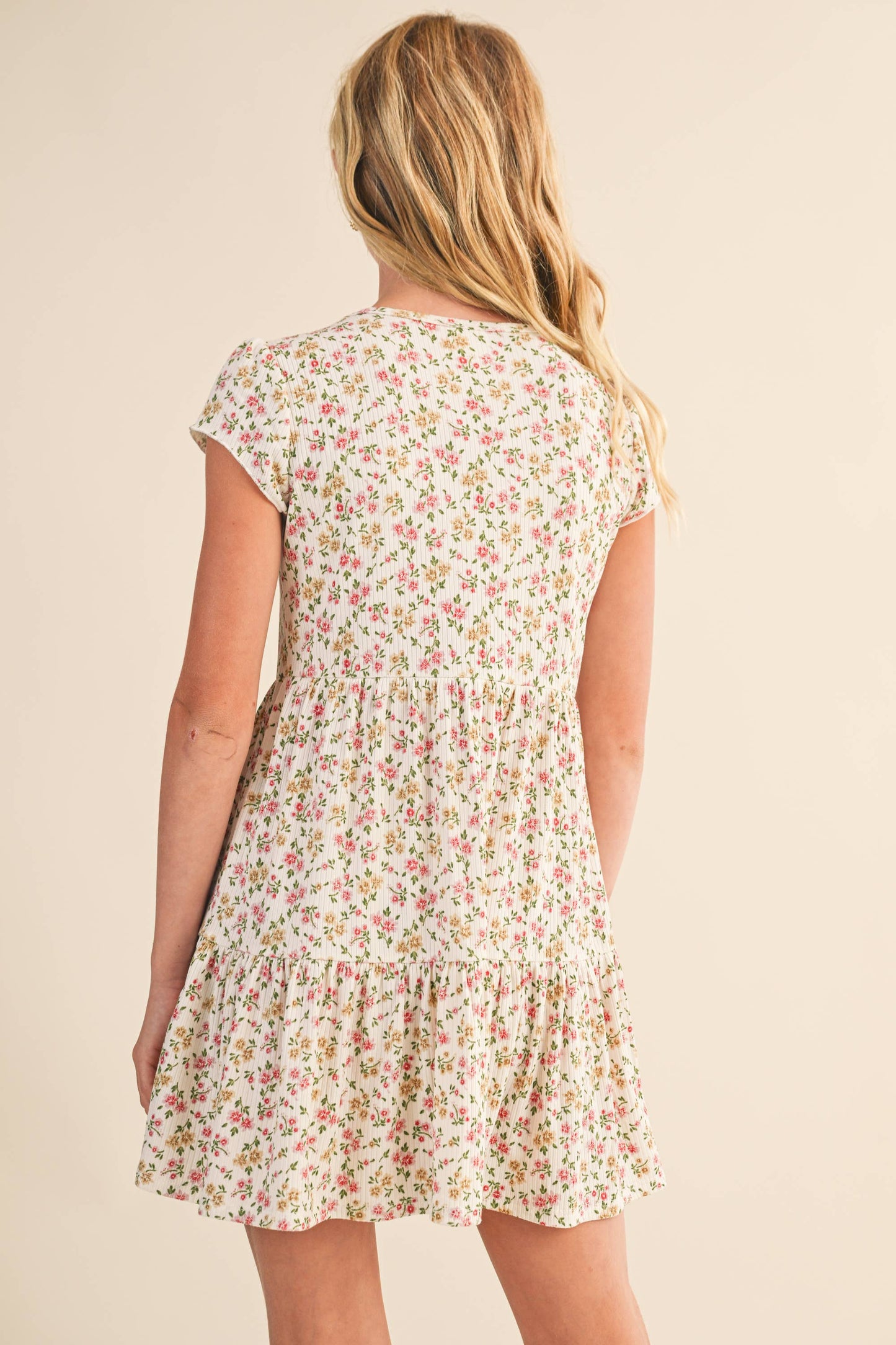 TWEEN KIDS GIRLS FAUX BUTTON DOWN TIERED DRESS