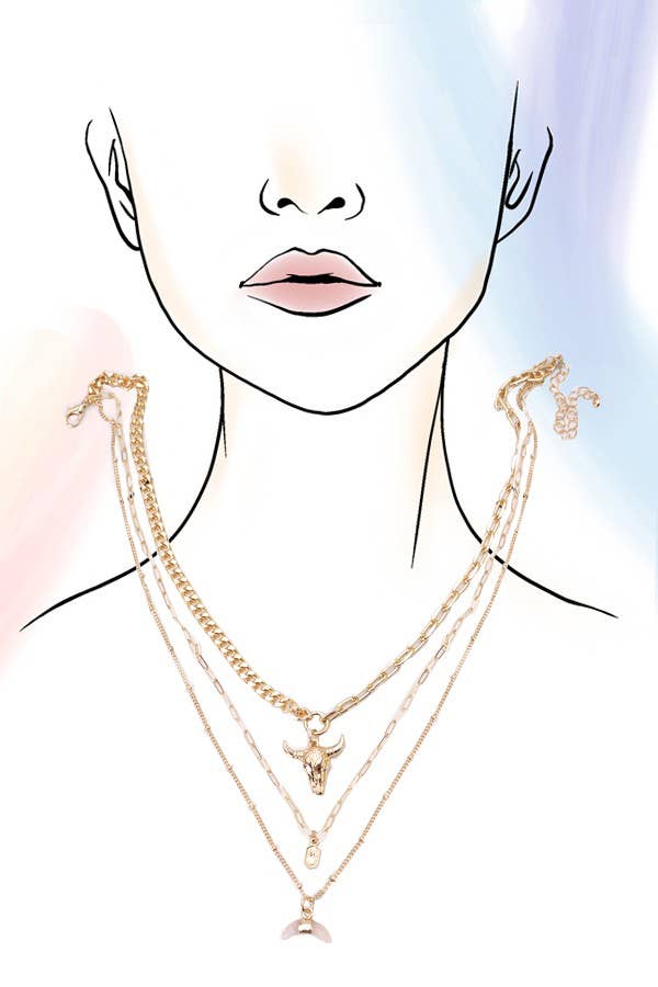 BULL HORN MULTI LAYER NECKLACE