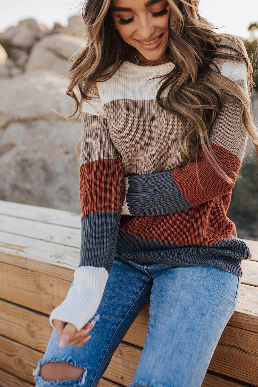 Chestnut Color Block Sweater
