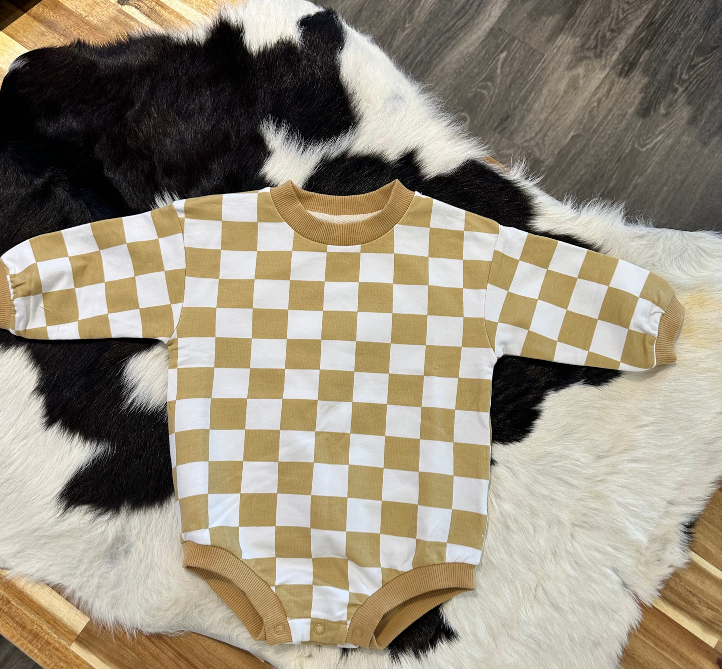 Checkered Baby Bubble Romper