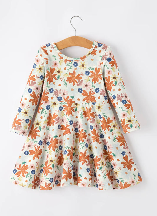Fall Floral Twirl Dress