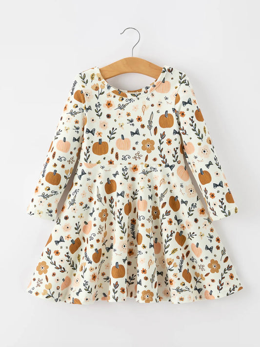 Fall Harvest Pumpkin Girls Dress