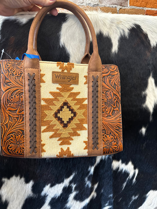 Wrangler Tooled Aztec Pattern Print Tote/Crossbody Bag