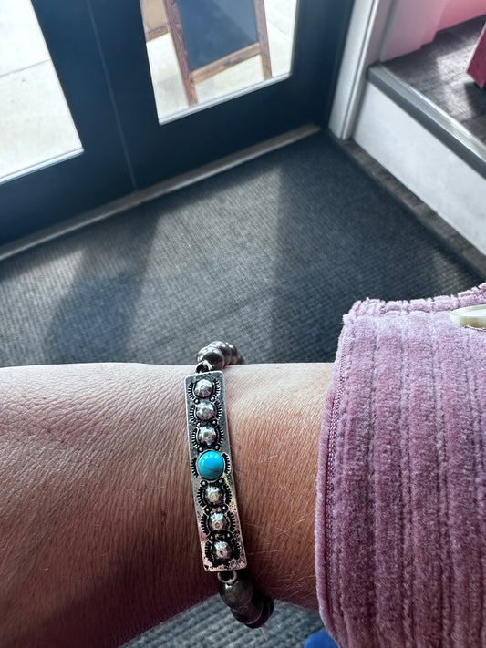 Aztec Boho Western Concho Stretch Bracelet