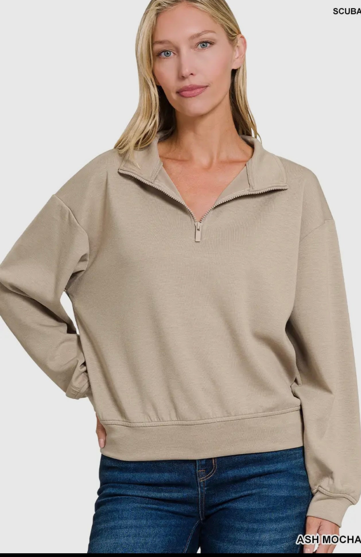 Scuba Half Zip Pullover-Ash Mocha
