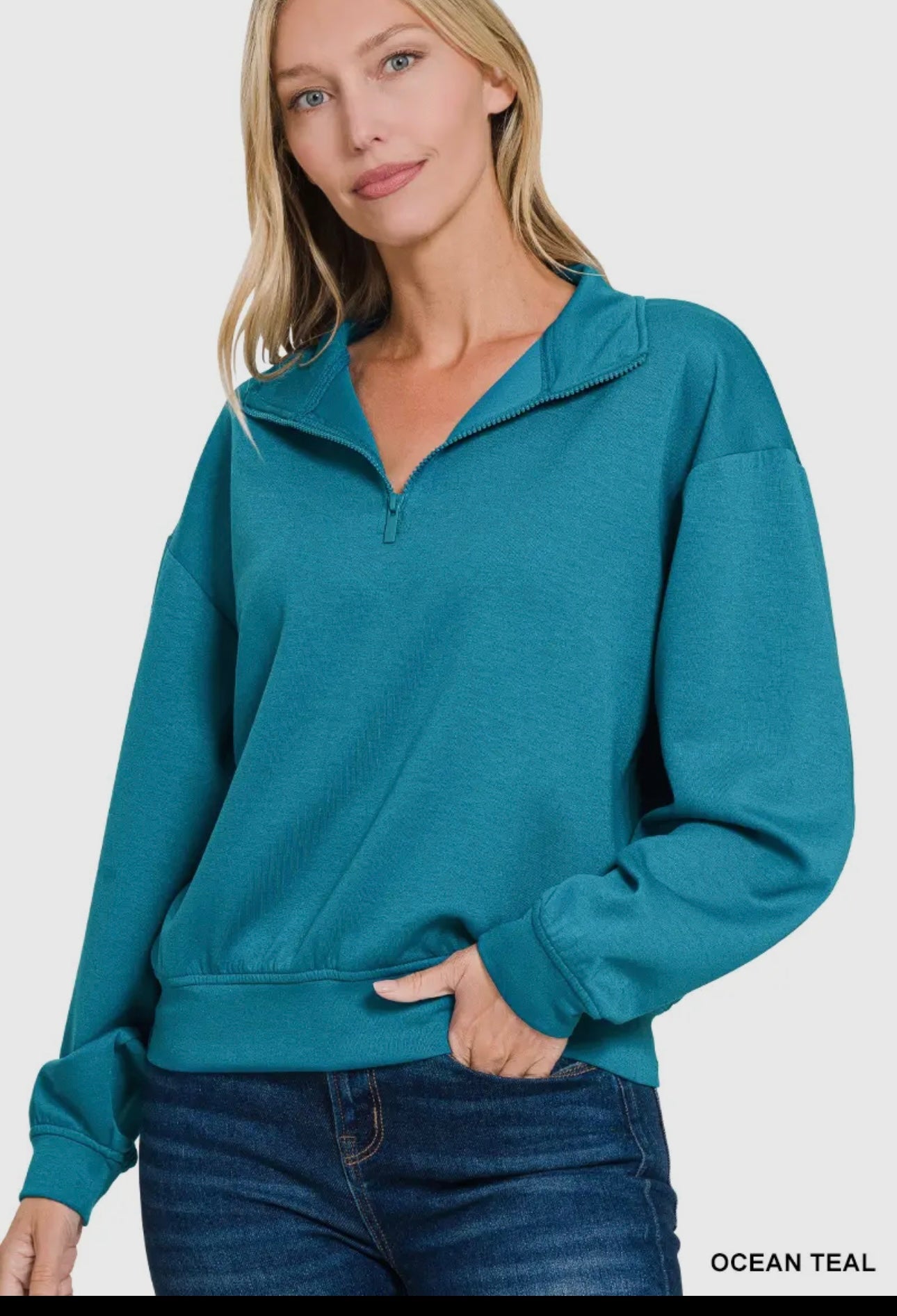 Scuba Half Zip Pullover: OCEAN TEAL
