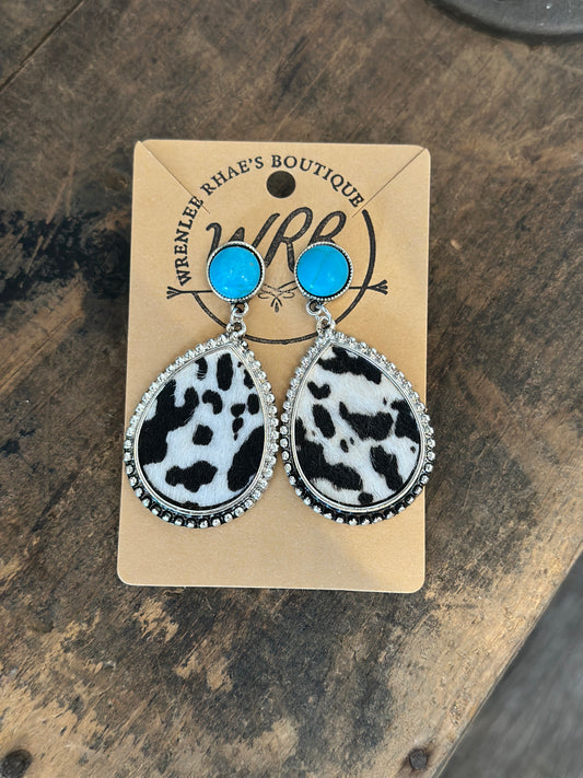 Molly Moo Drop Earrings Faux Hairon