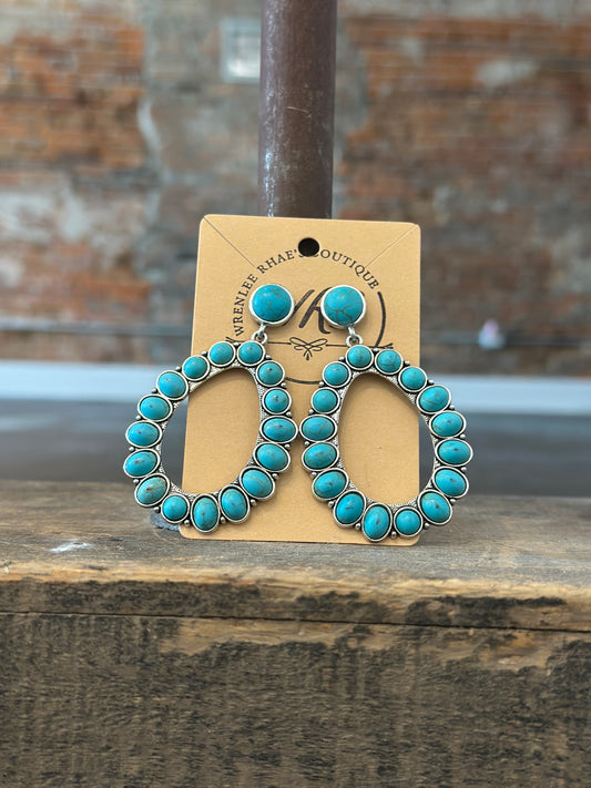 Crackle Stone Open Tear Drop Western Earrings