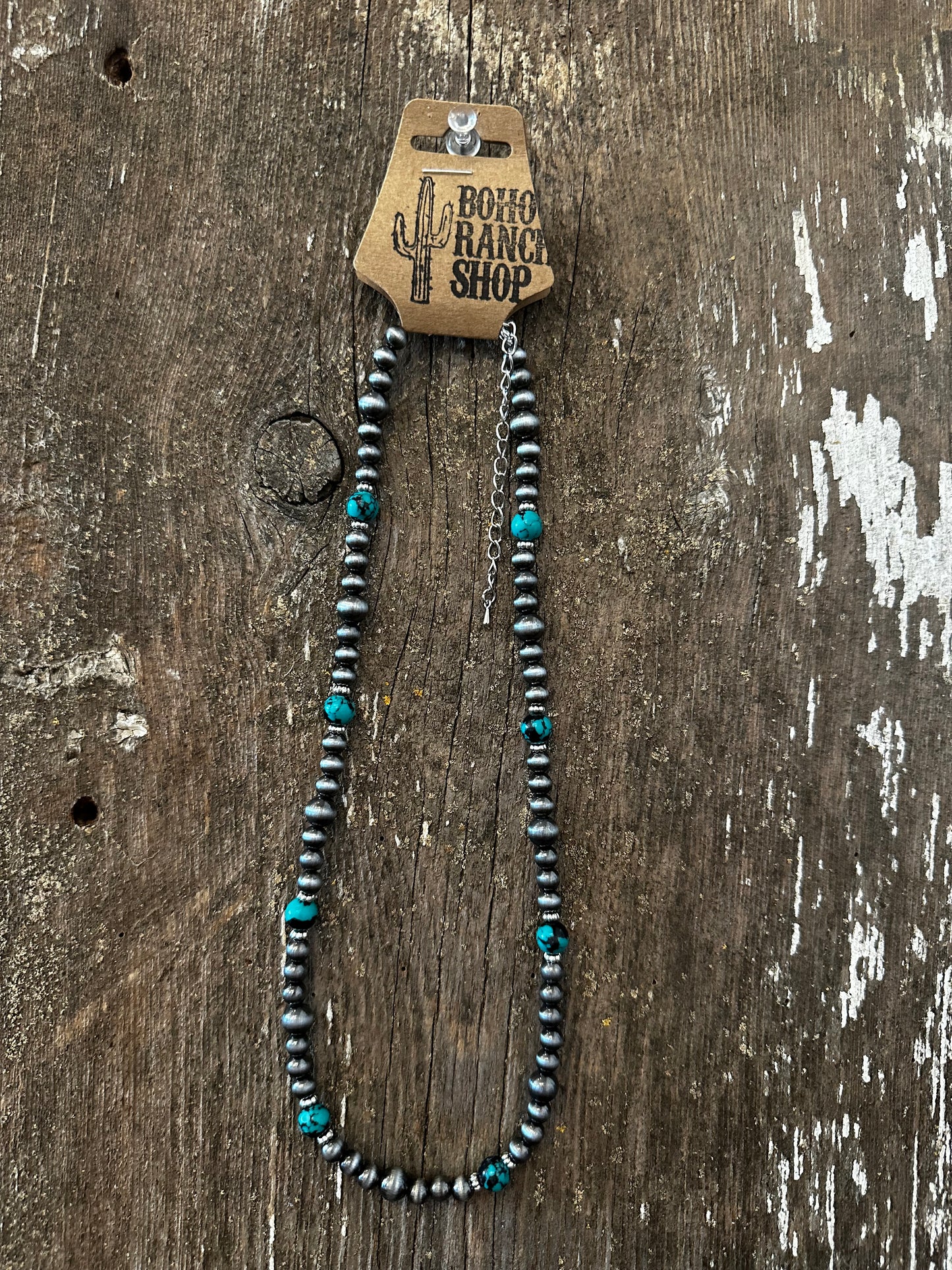 Western Navajo Pearl & Turquoise Stone Bead Necklace