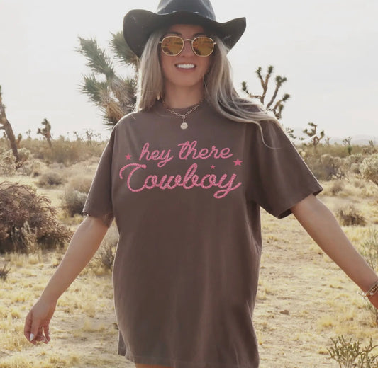 Hey There Cowboy Western Graphic Tee