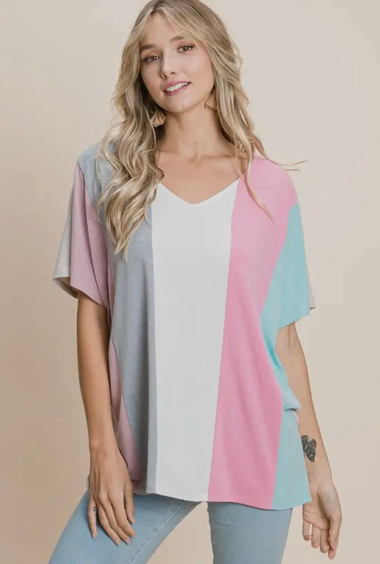 Plus Size color block shirt