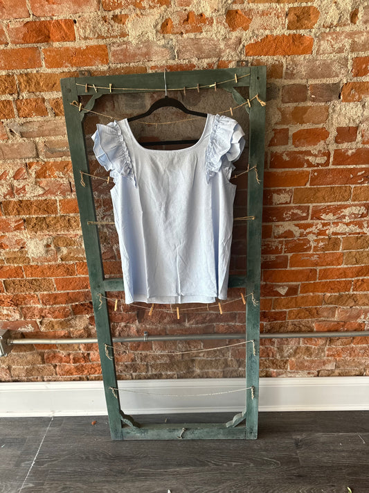Textured Bow Knot Frilled Butterfly Sleeve blouse