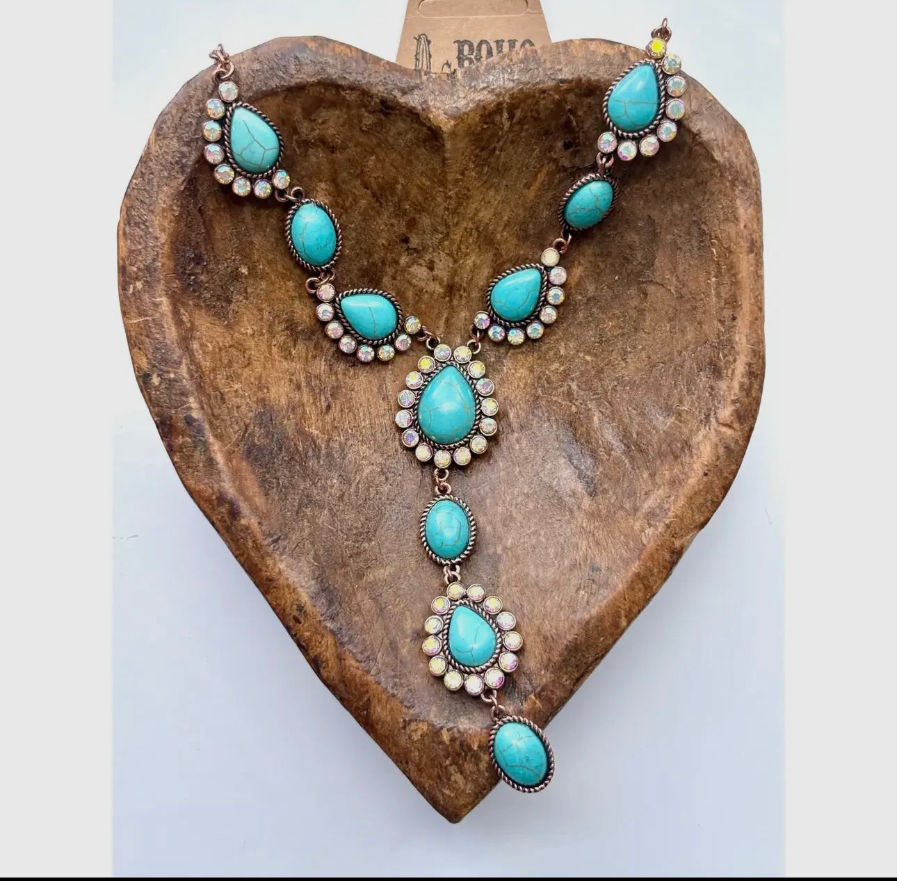 Western Turquoise Stone Y Necklace
