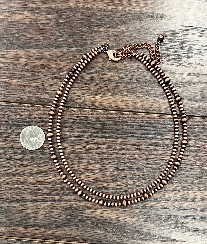 Handmade 16" Copper Navajo Bead Necklace