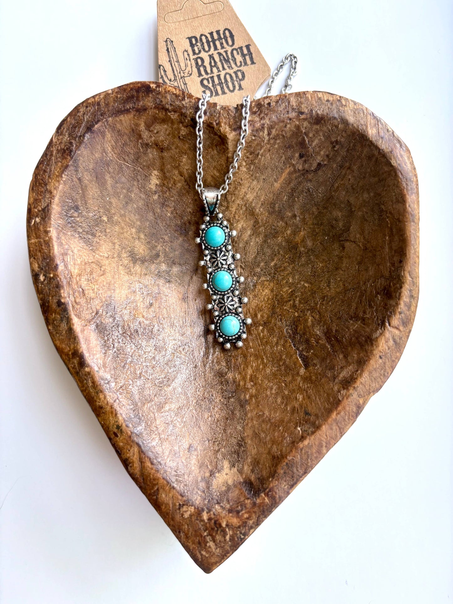 Western Concho Stone Bar Pendant Necklace