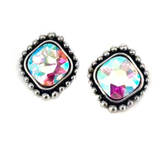 Western Crystal Square Stud Earring