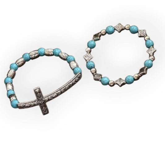 My Cross Shines 2 Piece Stretch Fashion Bracelet Set