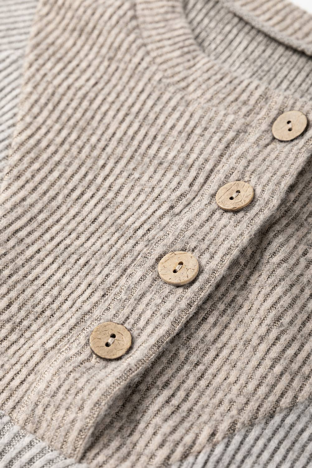 Ribbed Loose Fit Long Sleeve Top: Khaki