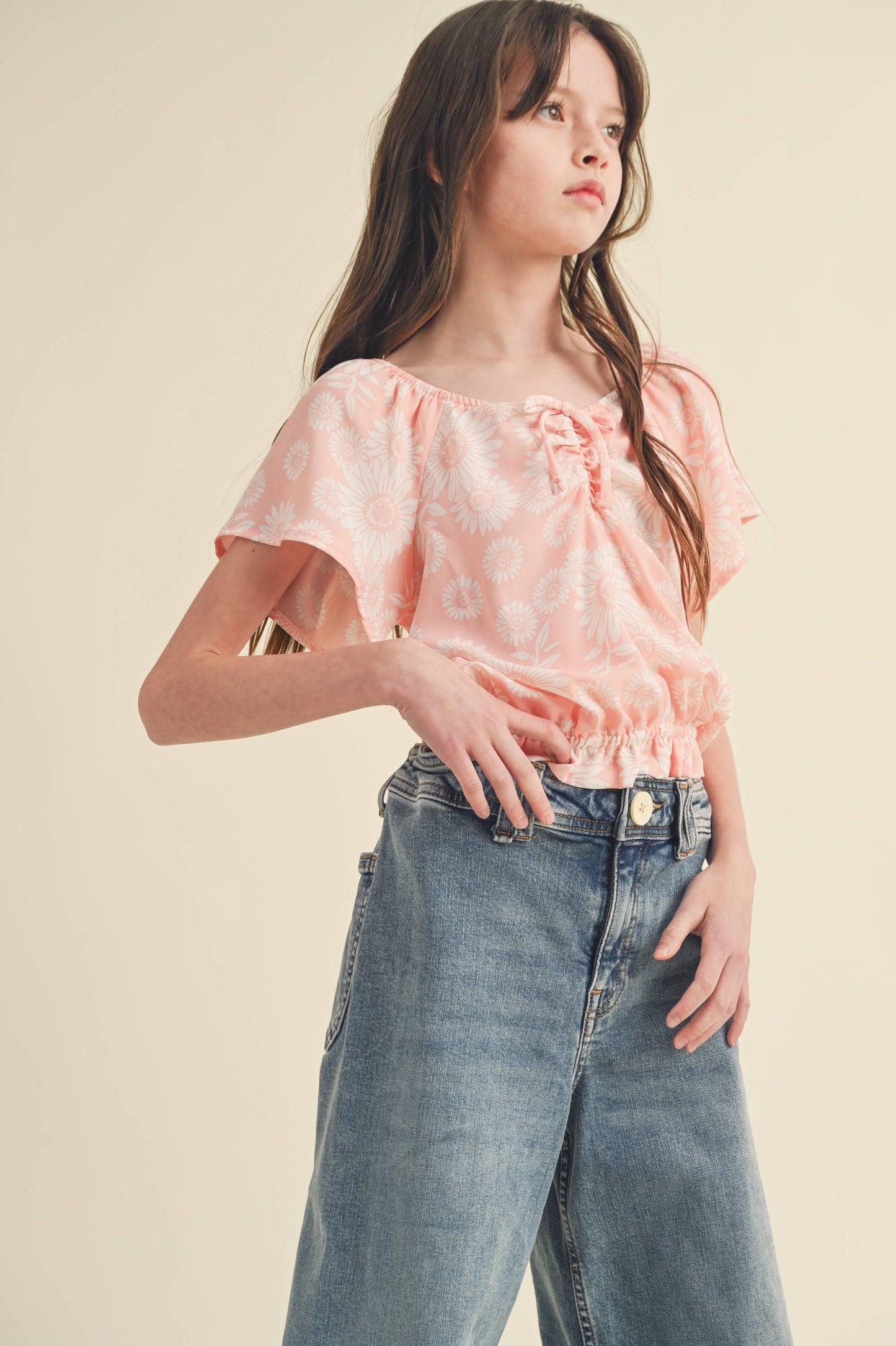 Tween Girl's  Cinched Front Top